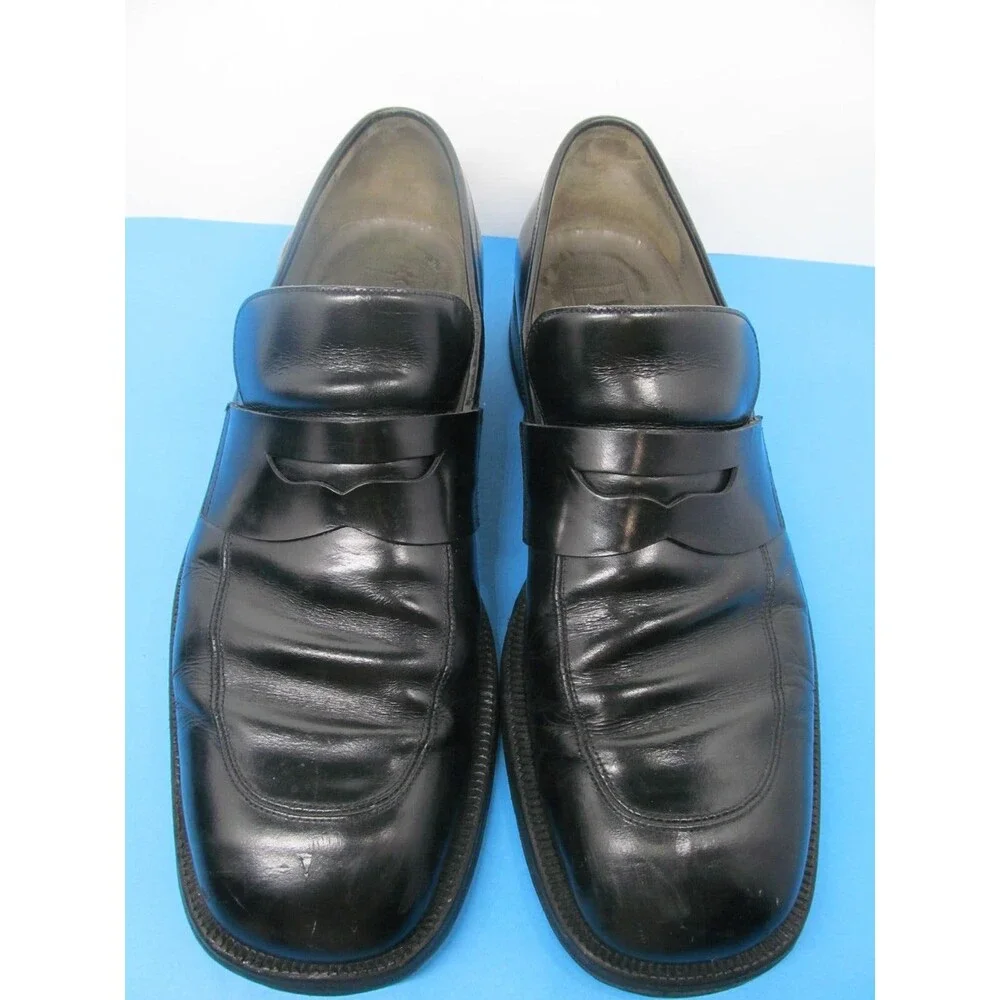 Bruno Verri Alberto Guardiani Mens Black Leather Loafers Size US 10 EUR 44